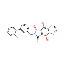 O=C1c2c(c(O)c3nccnc3c2O)C(=O)N1Cc1cccc(-c2ccccc2F)c1 ZINC000013612318