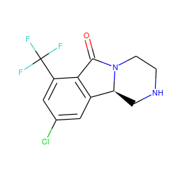 O=C1c2c(cc(Cl)cc2C(F)(F)F)[C@@H]2CNCCN12 ZINC000035272936