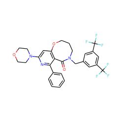 O=C1c2c(cc(N3CCOCC3)nc2-c2ccccc2)OCCCN1Cc1cc(C(F)(F)F)cc(C(F)(F)F)c1 ZINC000028136533