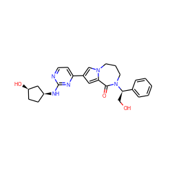 O=C1c2cc(-c3ccnc(N[C@H]4CC[C@@H](O)C4)n3)cn2CCCN1[C@H](CO)c1ccccc1 ZINC000473133699