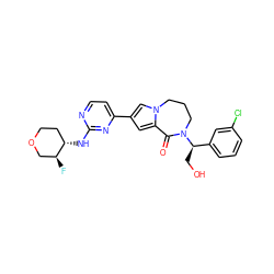 O=C1c2cc(-c3ccnc(N[C@H]4CCOC[C@@H]4F)n3)cn2CCCN1[C@H](CO)c1cccc(Cl)c1 ZINC000473134908