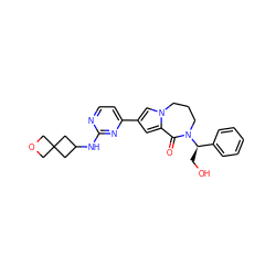 O=C1c2cc(-c3ccnc(NC4CC5(COC5)C4)n3)cn2CCCN1[C@H](CO)c1ccccc1 ZINC000473135410