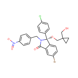 O=C1c2cc(Br)ccc2[C@](OCC2(CO)CC2)(c2ccc(Cl)cc2)N1Cc1ccc([N+](=O)[O-])cc1 ZINC000072126885