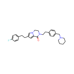 O=C1c2cc(CCc3ccc(F)cc3)cn2CCN1CCc1ccc(CN2CCCCC2)cc1 ZINC000036270599