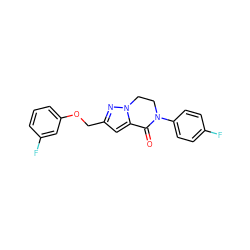 O=C1c2cc(COc3cccc(F)c3)nn2CCN1c1ccc(F)cc1 ZINC000205357822