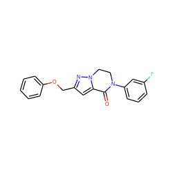 O=C1c2cc(COc3ccccc3)nn2CCN1c1cccc(F)c1 ZINC000205322891