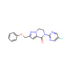 O=C1c2cc(COc3ccccc3)nn2CCN1c1ncc(F)cn1 ZINC000205323157