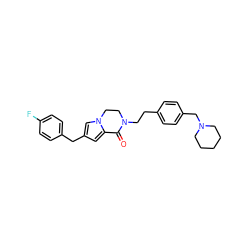 O=C1c2cc(Cc3ccc(F)cc3)cn2CCN1CCc1ccc(CN2CCCCC2)cc1 ZINC000036270596