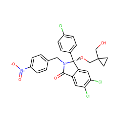 O=C1c2cc(Cl)c(Cl)cc2[C@](OCC2(CO)CC2)(c2ccc(Cl)cc2)N1Cc1ccc([N+](=O)[O-])cc1 ZINC000072126858