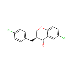 O=C1c2cc(Cl)ccc2OC[C@@H]1Cc1ccc(Cl)cc1 ZINC000003637256