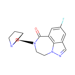 O=C1c2cc(F)cc3cnn(c23)CCN1[C@@H]1CN2CCC1CC2 ZINC000115180628