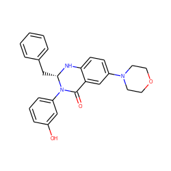 O=C1c2cc(N3CCOCC3)ccc2N[C@@H](Cc2ccccc2)N1c1cccc(O)c1 ZINC000072113603