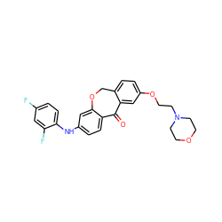 O=C1c2cc(OCCN3CCOCC3)ccc2COc2cc(Nc3ccc(F)cc3F)ccc21 ZINC000103273346