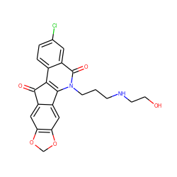 O=C1c2cc3c(cc2-c2c1c1ccc(Cl)cc1c(=O)n2CCCNCCO)OCO3 ZINC000653691266