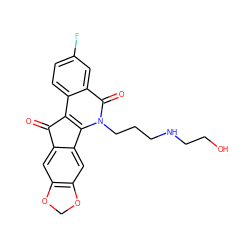 O=C1c2cc3c(cc2-c2c1c1ccc(F)cc1c(=O)n2CCCNCCO)OCO3 ZINC000653691283