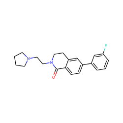 O=C1c2ccc(-c3cccc(F)c3)cc2CCN1CCN1CCCC1 ZINC000059113583