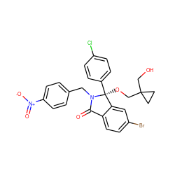 O=C1c2ccc(Br)cc2[C@](OCC2(CO)CC2)(c2ccc(Cl)cc2)N1Cc1ccc([N+](=O)[O-])cc1 ZINC000072126298