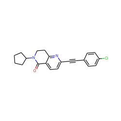 O=C1c2ccc(C#Cc3ccc(Cl)cc3)nc2CCN1C1CCCC1 ZINC000071332091