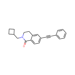 O=C1c2ccc(C#Cc3ccccc3)cc2CCN1CC1CCC1 ZINC000066073825