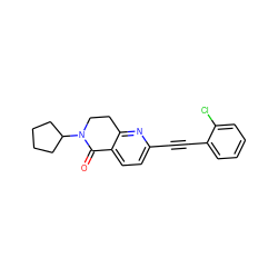 O=C1c2ccc(C#Cc3ccccc3Cl)nc2CCN1C1CCCC1 ZINC000071333702