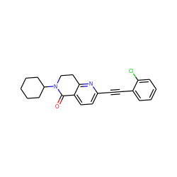 O=C1c2ccc(C#Cc3ccccc3Cl)nc2CCN1C1CCCCC1 ZINC000071340521