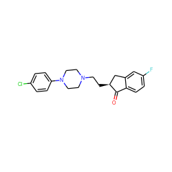 O=C1c2ccc(F)cc2C[C@@H]1CCN1CCN(c2ccc(Cl)cc2)CC1 ZINC000169350269