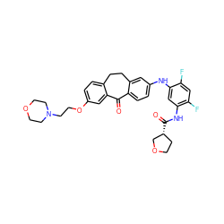 O=C1c2ccc(Nc3cc(NC(=O)[C@@H]4CCOC4)c(F)cc3F)cc2CCc2ccc(OCCN3CCOCC3)cc21 ZINC000095596009