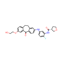 O=C1c2ccc(Nc3ccc(F)c(NC(=O)[C@@H]4CCOC4)c3)cc2CCc2ccc(OCCO)cc21 ZINC000095597692