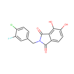 O=C1c2ccc(O)c(O)c2C(=O)N1Cc1ccc(Cl)c(F)c1 ZINC000042921759