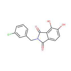 O=C1c2ccc(O)c(O)c2C(=O)N1Cc1cccc(Cl)c1 ZINC000043011297