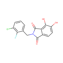 O=C1c2ccc(O)c(O)c2C(=O)N1Cc1cccc(Cl)c1F ZINC000043023318