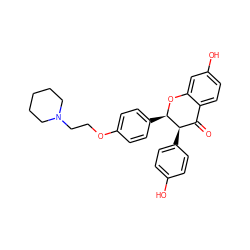 O=C1c2ccc(O)cc2O[C@H](c2ccc(OCCN3CCCCC3)cc2)[C@@H]1c1ccc(O)cc1 ZINC000013560486