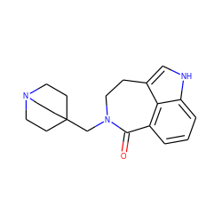 O=C1c2cccc3[nH]cc(c23)CCN1CC12CCN(CC1)CC2 ZINC000166692272