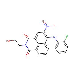 O=C1c2cccc3c(Nc4ccccc4Cl)c([N+](=O)[O-])cc(c23)C(=O)N1CCO ZINC000004845700