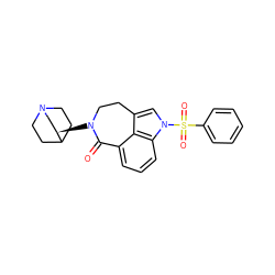 O=C1c2cccc3c2c(cn3S(=O)(=O)c2ccccc2)CCN1[C@@H]1CN2CCC1CC2 ZINC000096169954