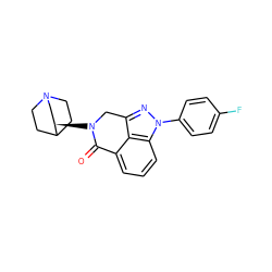 O=C1c2cccc3c2c(nn3-c2ccc(F)cc2)CN1[C@@H]1CN2CCC1CC2 ZINC000066104525