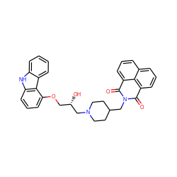 O=C1c2cccc3cccc(c23)C(=O)N1CC1CCN(C[C@@H](O)COc2cccc3[nH]c4ccccc4c23)CC1 ZINC000049775593