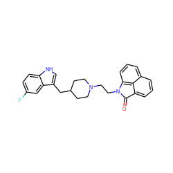 O=C1c2cccc3cccc(c23)N1CCN1CCC(Cc2c[nH]c3ccc(F)cc23)CC1 ZINC000000597801