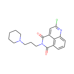 O=C1c2cccc3nc(Cl)cc(c23)C(=O)N1CCCN1CCCCC1 ZINC000169351726