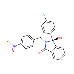 O=C1c2ccccc2[C@@](O)(c2ccc(F)cc2)N1Cc1ccc([N+](=O)[O-])cc1 ZINC000066103579