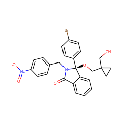 O=C1c2ccccc2[C@@](OCC2(CO)CC2)(c2ccc(Br)cc2)N1Cc1ccc([N+](=O)[O-])cc1 ZINC000142559100