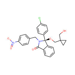 O=C1c2ccccc2[C@@](OCC2(CO)CC2)(c2ccc(Cl)cc2)N1Cc1ccc([N+](=O)[O-])cc1 ZINC000066114124