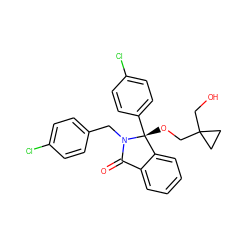 O=C1c2ccccc2[C@@](OCC2(CO)CC2)(c2ccc(Cl)cc2)N1Cc1ccc(Cl)cc1 ZINC000066122828