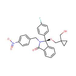 O=C1c2ccccc2[C@@](OCC2(CO)CC2)(c2ccc(F)cc2)N1Cc1ccc([N+](=O)[O-])cc1 ZINC000142713793