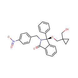 O=C1c2ccccc2[C@@](OCC2(CO)CC2)(c2ccccc2)N1Cc1ccc([N+](=O)[O-])cc1 ZINC000142434904