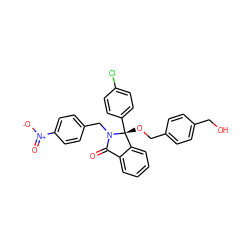 O=C1c2ccccc2[C@@](OCc2ccc(CO)cc2)(c2ccc(Cl)cc2)N1Cc1ccc([N+](=O)[O-])cc1 ZINC000066128788