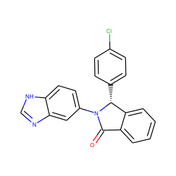 O=C1c2ccccc2[C@@H](c2ccc(Cl)cc2)N1c1ccc2[nH]cnc2c1 ZINC000116195185