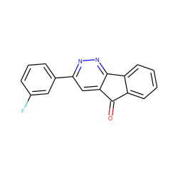 O=C1c2ccccc2-c2nnc(-c3cccc(F)c3)cc21 ZINC000013743555