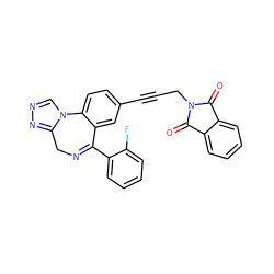 O=C1c2ccccc2C(=O)N1CC#Cc1ccc2c(c1)C(c1ccccc1F)=NCc1nncn1-2 ZINC000013821076