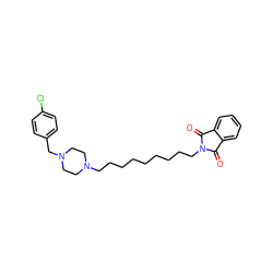 O=C1c2ccccc2C(=O)N1CCCCCCCCCN1CCN(Cc2ccc(Cl)cc2)CC1 ZINC000653917204